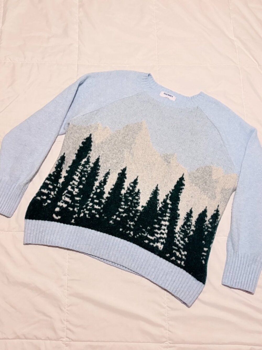 Old Navy Winter Mountain Scenic Crewneck Sweater Sz L